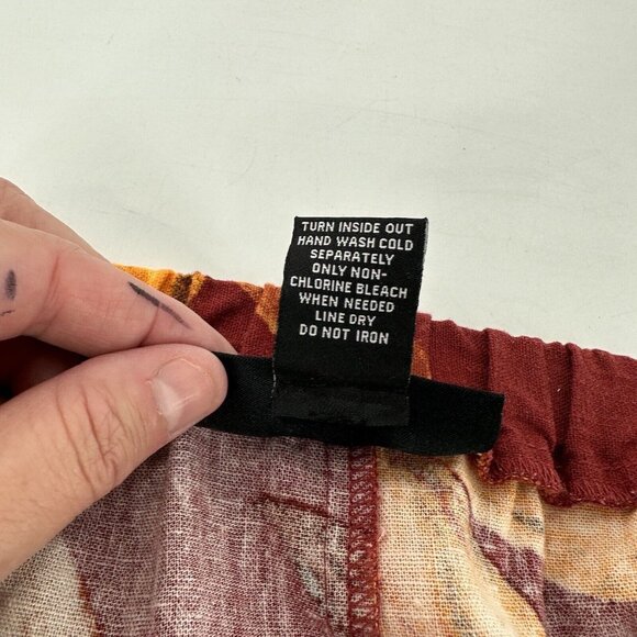 NYCC Floral Button-Front Skirt XL Red Orange Purple Linen Blend Tropical Maxi - Picture 12 of 16